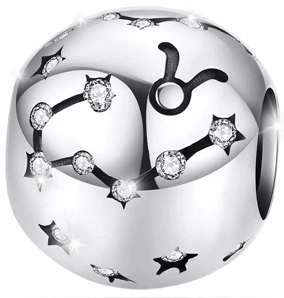 Maria Fonte Bead Charm Segno Zodiacale Toro in Argento Sterling 925, Compatibile con Le più Diffuse Marche di Braccialetti e collane. - immagine 1