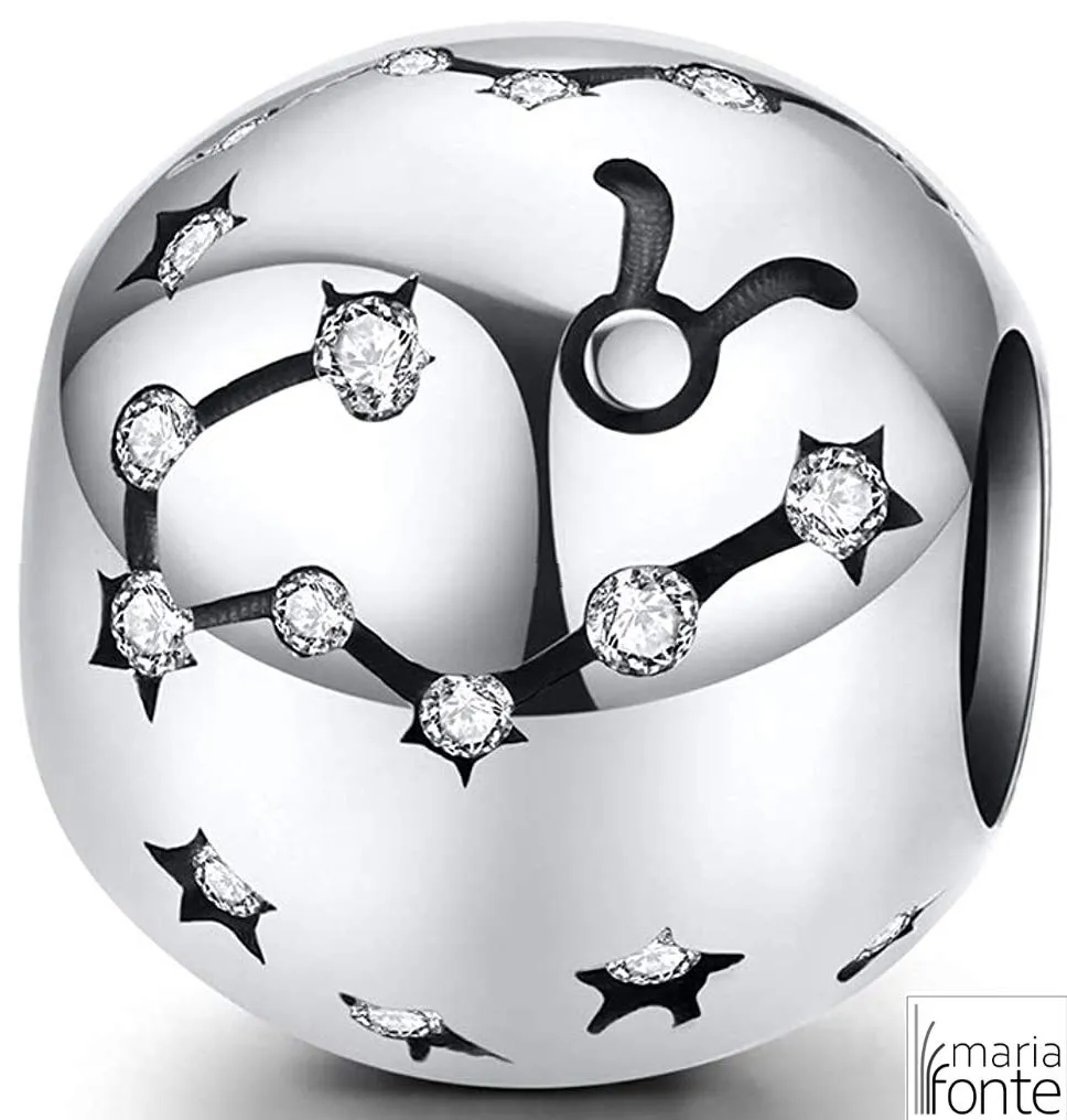 Maria Fonte Bead Charm Segno Zodiacale Toro in Argento Sterling 925, Compatibile con Le più Diffuse Marche di Braccialetti e collane. - immagine 6