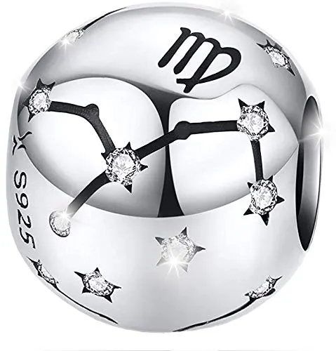 Maria Fonte Bead Charm Segno Zodiacale Vergine in Argento Sterling 925, Compatibile con Le più Diffuse Marche di Braccialetti e collane. - immagine 1