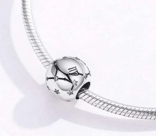 Maria Fonte Bead Charm Segno Zodiacale Vergine in Argento Sterling 925, Compatibile con Le più Diffuse Marche di Braccialetti e collane. - immagine 3