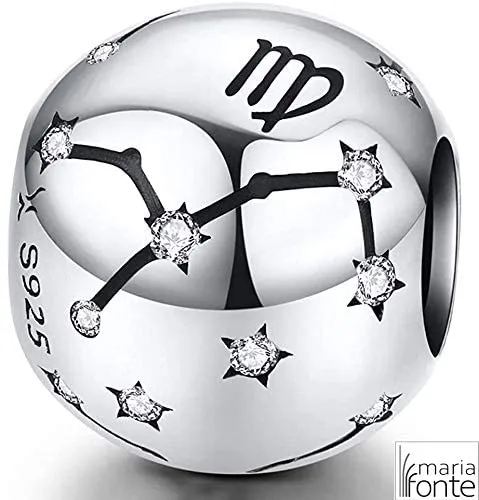 Maria Fonte Bead Charm Segno Zodiacale Vergine in Argento Sterling 925, Compatibile con Le più Diffuse Marche di Braccialetti e collane. - immagine 5
