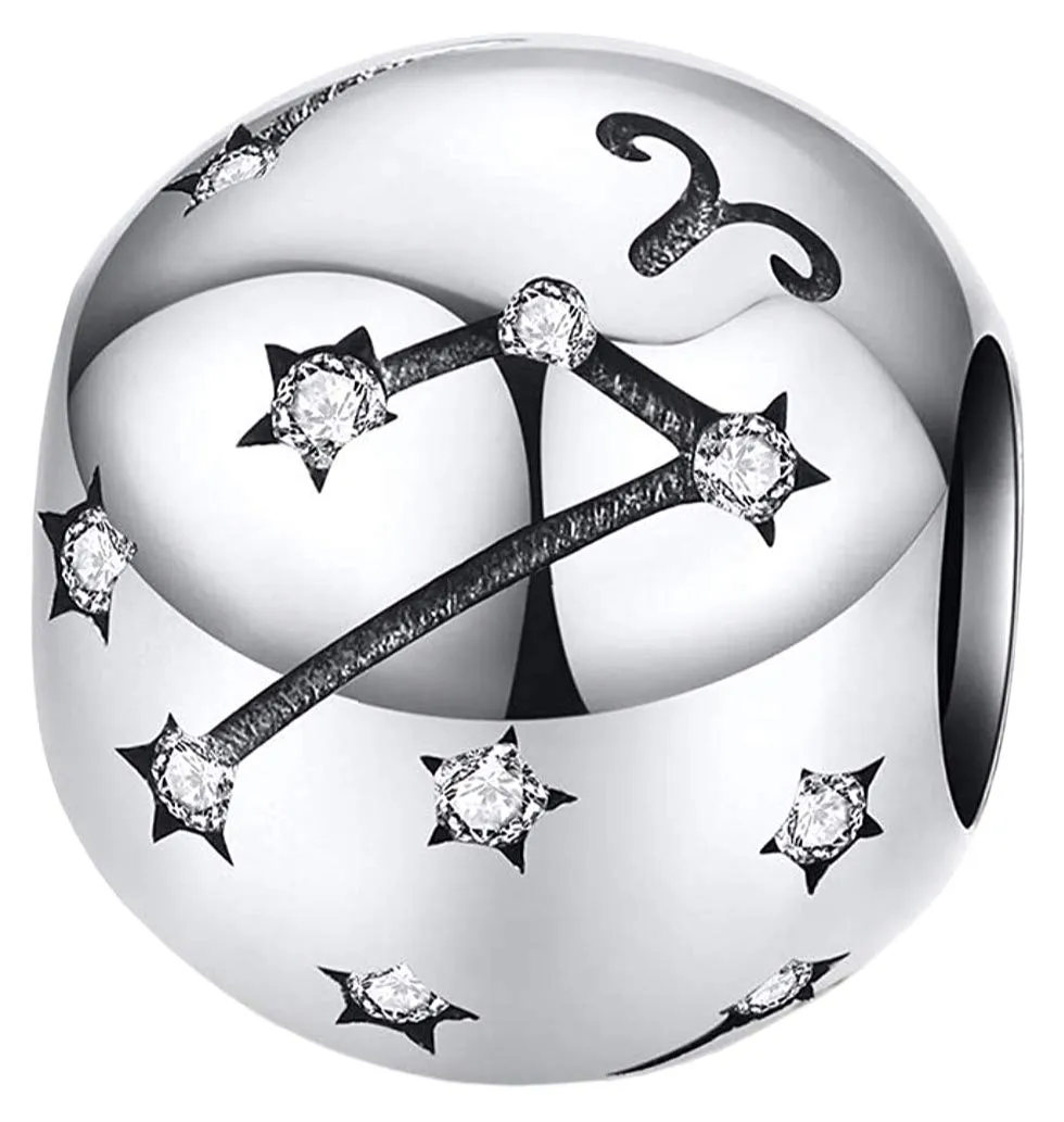 Maria Fonte Bead Charm Segno Zodiacale Ariete in Argento Sterling 925, Compatibile con Le più Diffuse Marche di Braccialetti e collane. - immagine 1