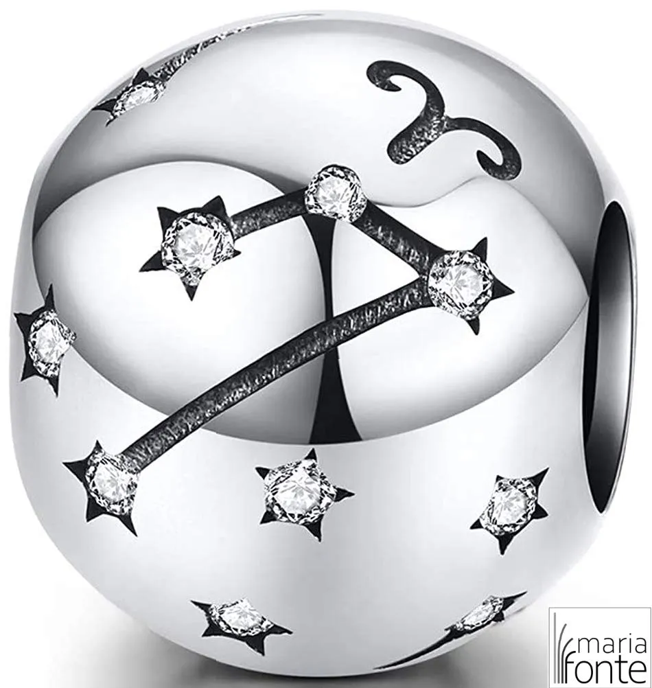 Maria Fonte Bead Charm Segno Zodiacale Ariete in Argento Sterling 925, Compatibile con Le più Diffuse Marche di Braccialetti e collane. - immagine 6