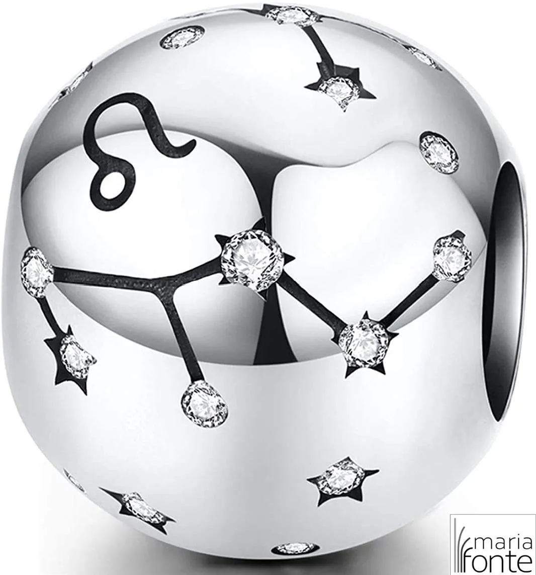 Maria Fonte Bead Charm Segno Zodiacale Leone in Argento Sterling 925, Compatibile con Le più Diffuse Marche di Braccialetti e collane. - immagine 3