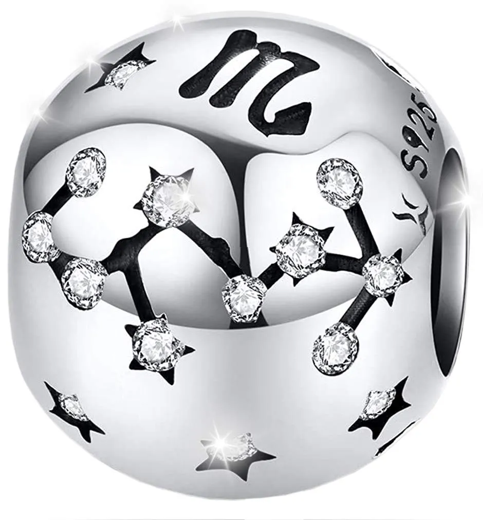 Maria Fonte Bead Charm Segno Zodiacale Scorpione in Argento Sterling 925, Compatibile con Le più Diffuse Marche di Braccialetti e collane. - immagine 1