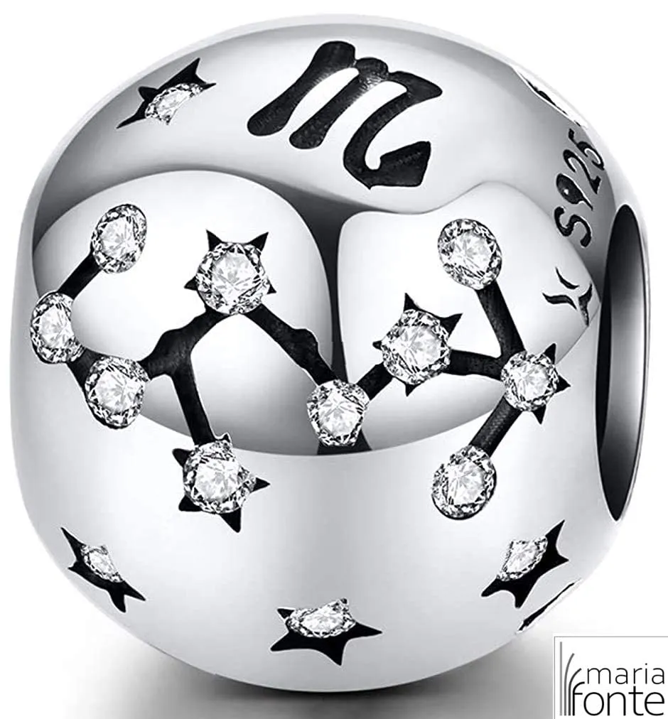 Maria Fonte Bead Charm Segno Zodiacale Scorpione in Argento Sterling 925, Compatibile con Le più Diffuse Marche di Braccialetti e collane. - immagine 5