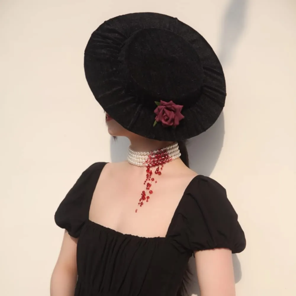 Ausdxreky Sangue gocciolante imitazione perle Halloween Party Choker Collana Vampire Party Costume - immagine 3