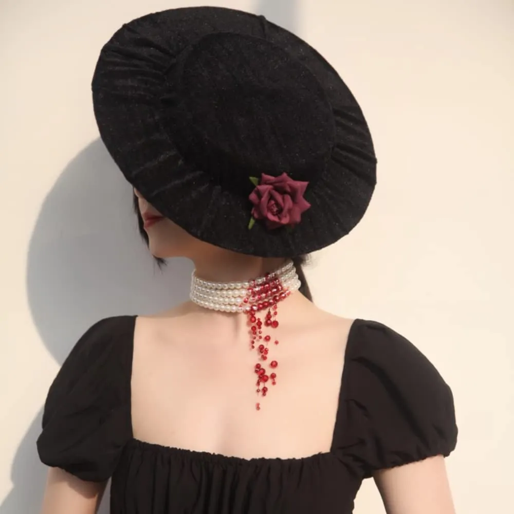 Ausdxreky Sangue gocciolante imitazione perle Halloween Party Choker Collana Vampire Party Costume - immagine 5