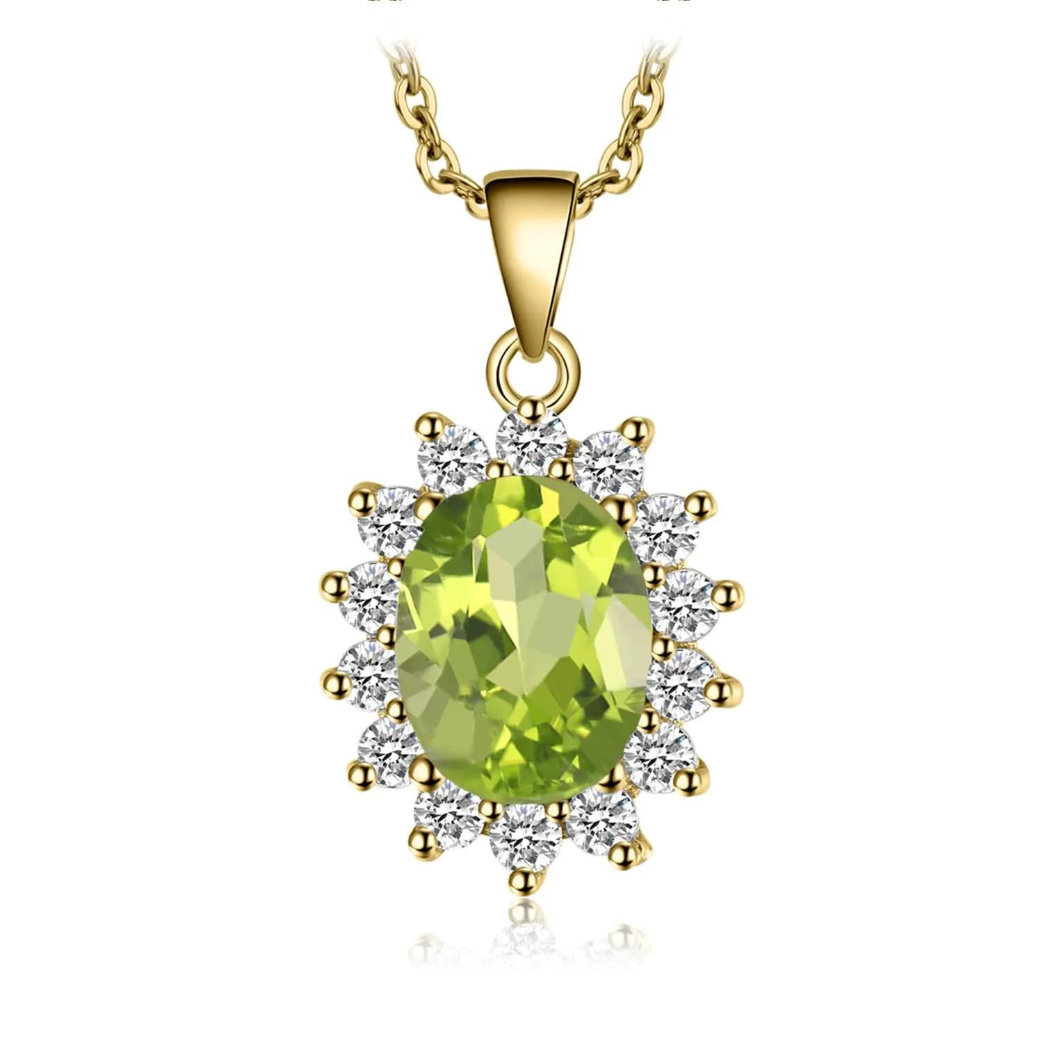 JewelryPalace 2.2ct Collana Donna Kate Middleton Argento 925 con Naturale Peridoto Verde, Princess Diana William Collana Ciondolo Pietra Ovale con Catena 45cm, Collane Pendenti Oro Set Gioielli Donna - immagine 1
