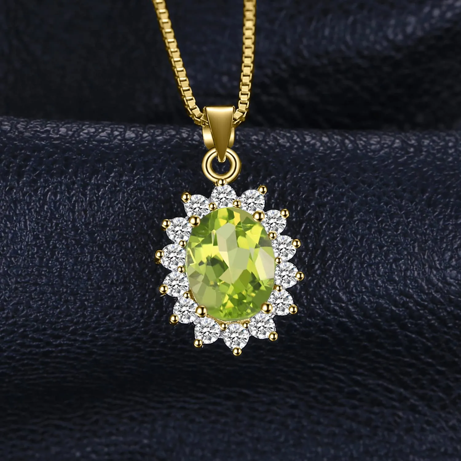 JewelryPalace 2.2ct Collana Donna Kate Middleton Argento 925 con Naturale Peridoto Verde, Princess Diana William Collana Ciondolo Pietra Ovale con Catena 45cm, Collane Pendenti Oro Set Gioielli Donna - immagine 2