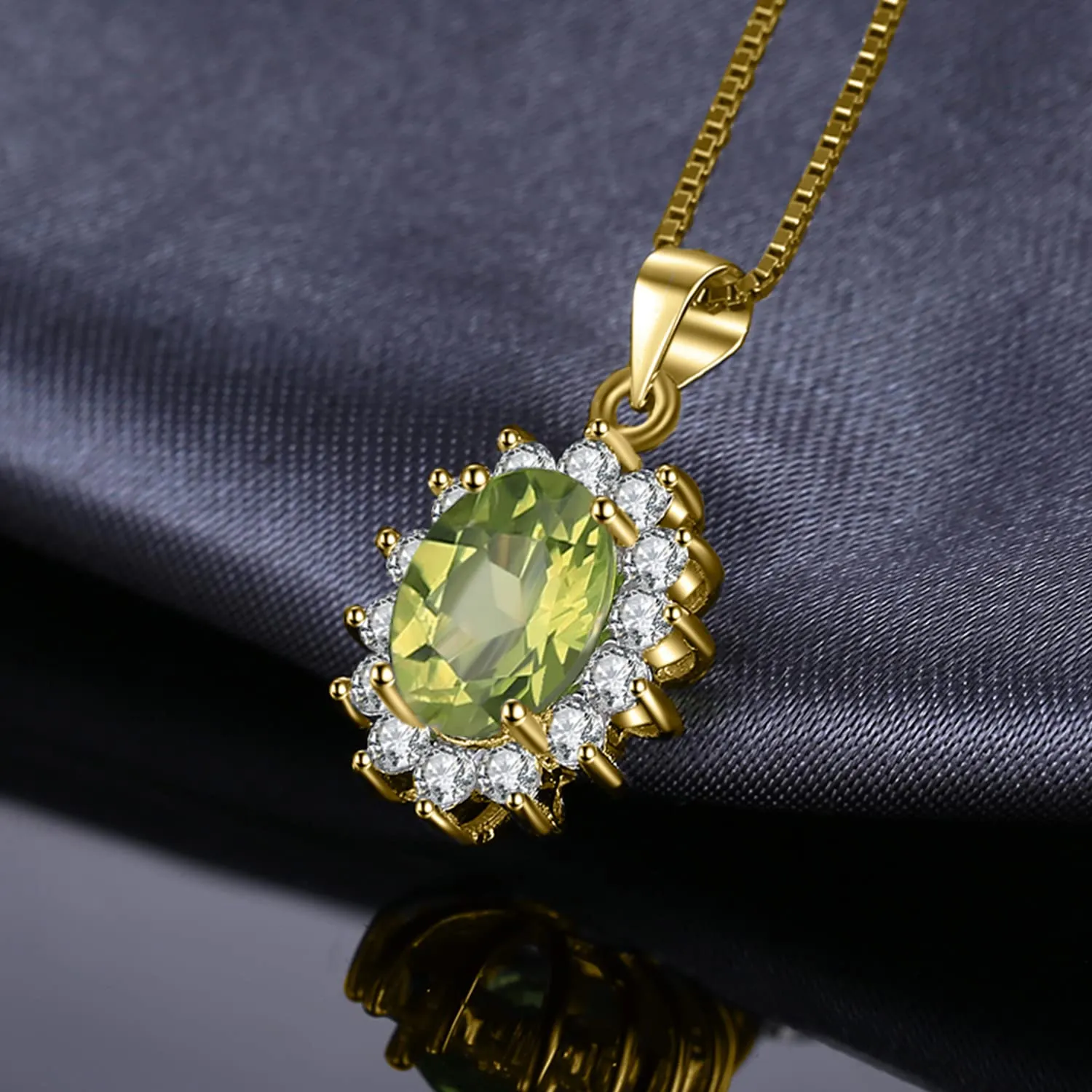 JewelryPalace 2.2ct Collana Donna Kate Middleton Argento 925 con Naturale Peridoto Verde, Princess Diana William Collana Ciondolo Pietra Ovale con Catena 45cm, Collane Pendenti Oro Set Gioielli Donna - immagine 3