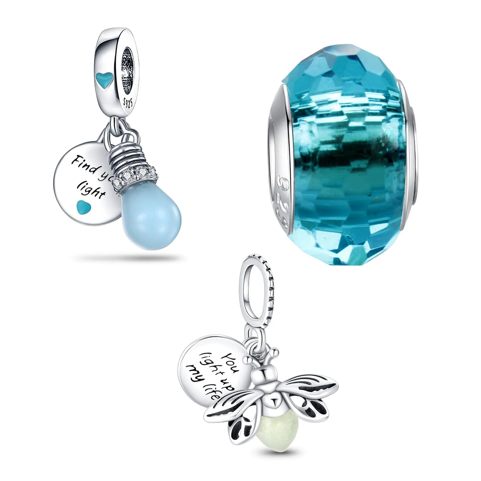 HappyStar charm argento 925,bead charm da donna, ciondolo combinato, I migliori regali per Sorelle e coppie, (perline distanziatrici incluse) - immagine 1