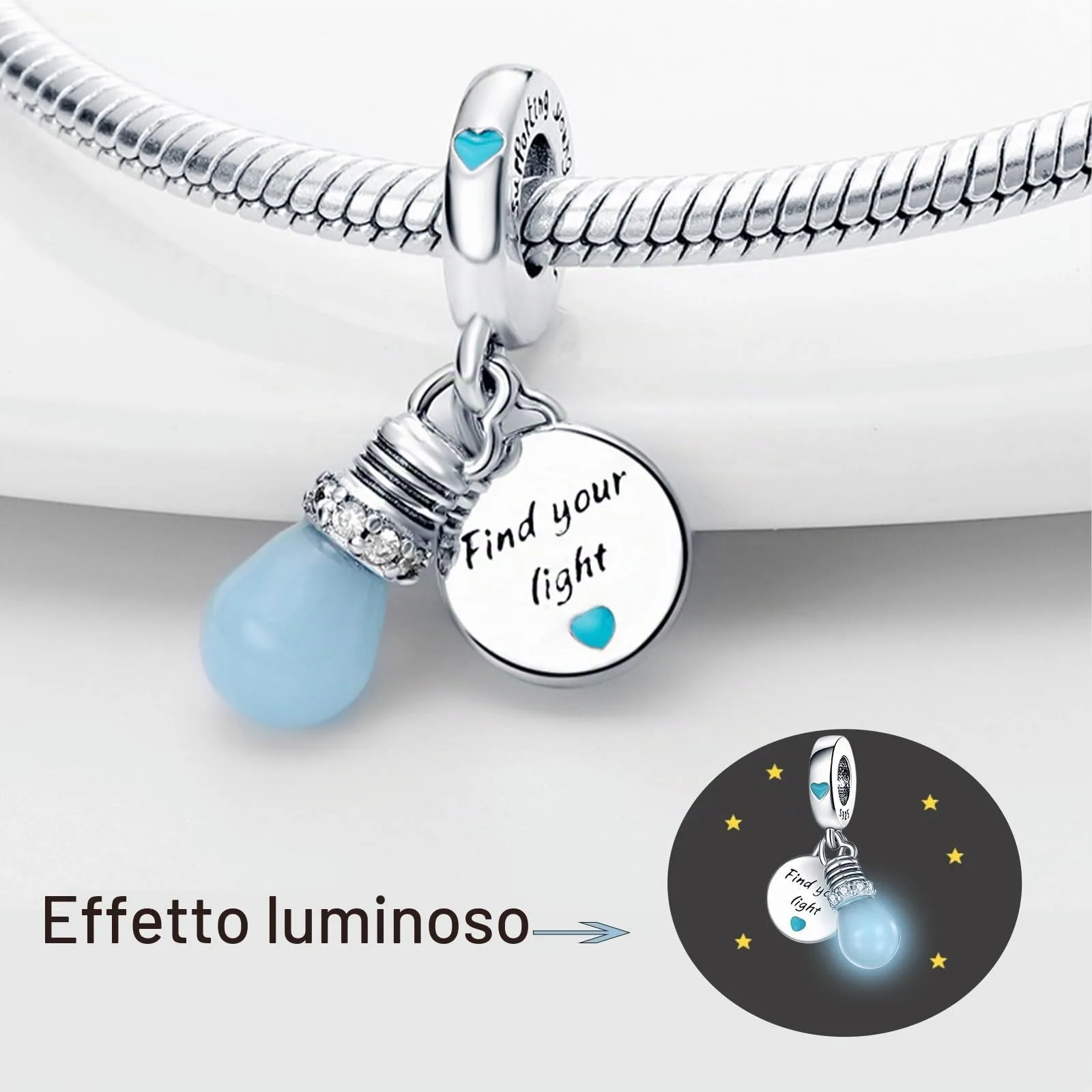 HappyStar charm argento 925,bead charm da donna, ciondolo combinato, I migliori regali per Sorelle e coppie, (perline distanziatrici incluse) - immagine 2