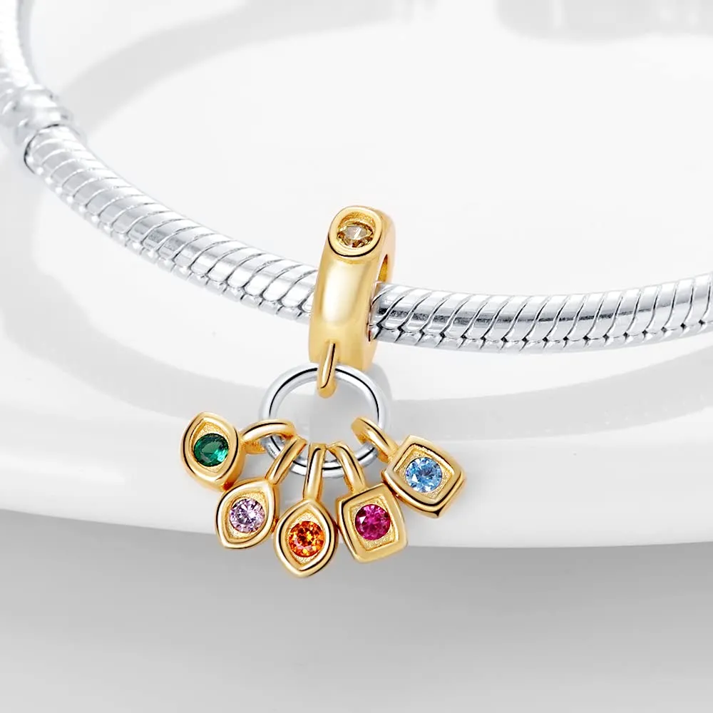 HappyStar charm argento 925,bead charm da donna, ciondolo combinato, I migliori regali per Sorelle e coppie, (perline distanziatrici incluse) - immagine 4