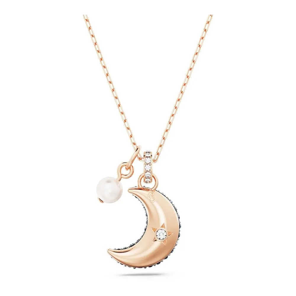 Swarovski Pendente Luna, Crystal Pearl, Luna, Multicolore, Placcato color oro rosa - immagine 5