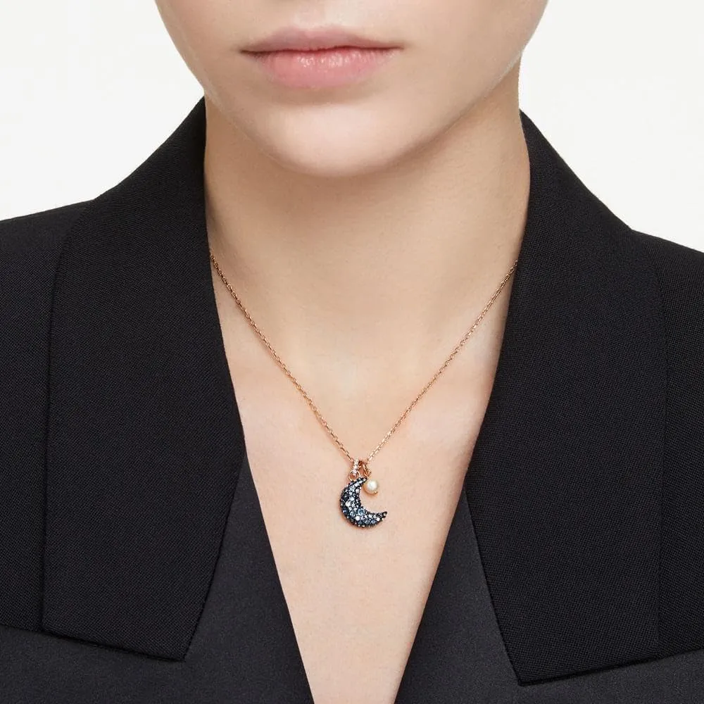 Swarovski Pendente Luna, Crystal Pearl, Luna, Multicolore, Placcato color oro rosa - immagine 6