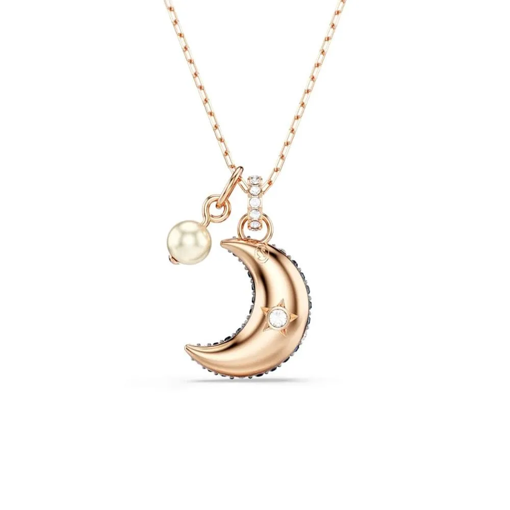 Swarovski Pendente Luna, Crystal Pearl, Luna, Multicolore, Placcato color oro rosa - immagine 9