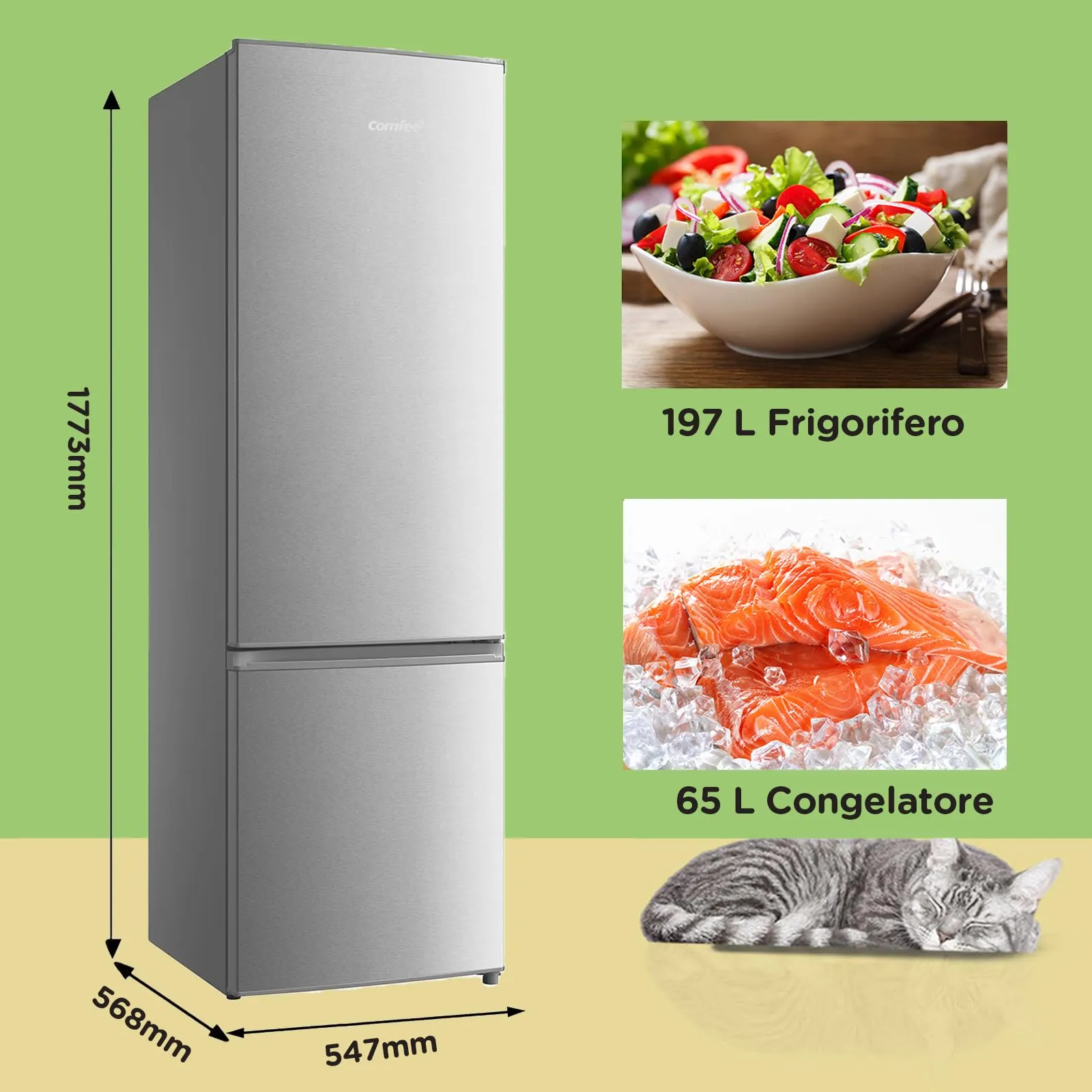 COMFEE' 262L Frigorifero Combinato, Low Frost, RCB359IX2 - immagine 2