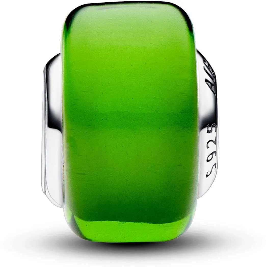 PANDORA Ciondolo Moments in argento 9 con vetro di Murano verde - immagine 1