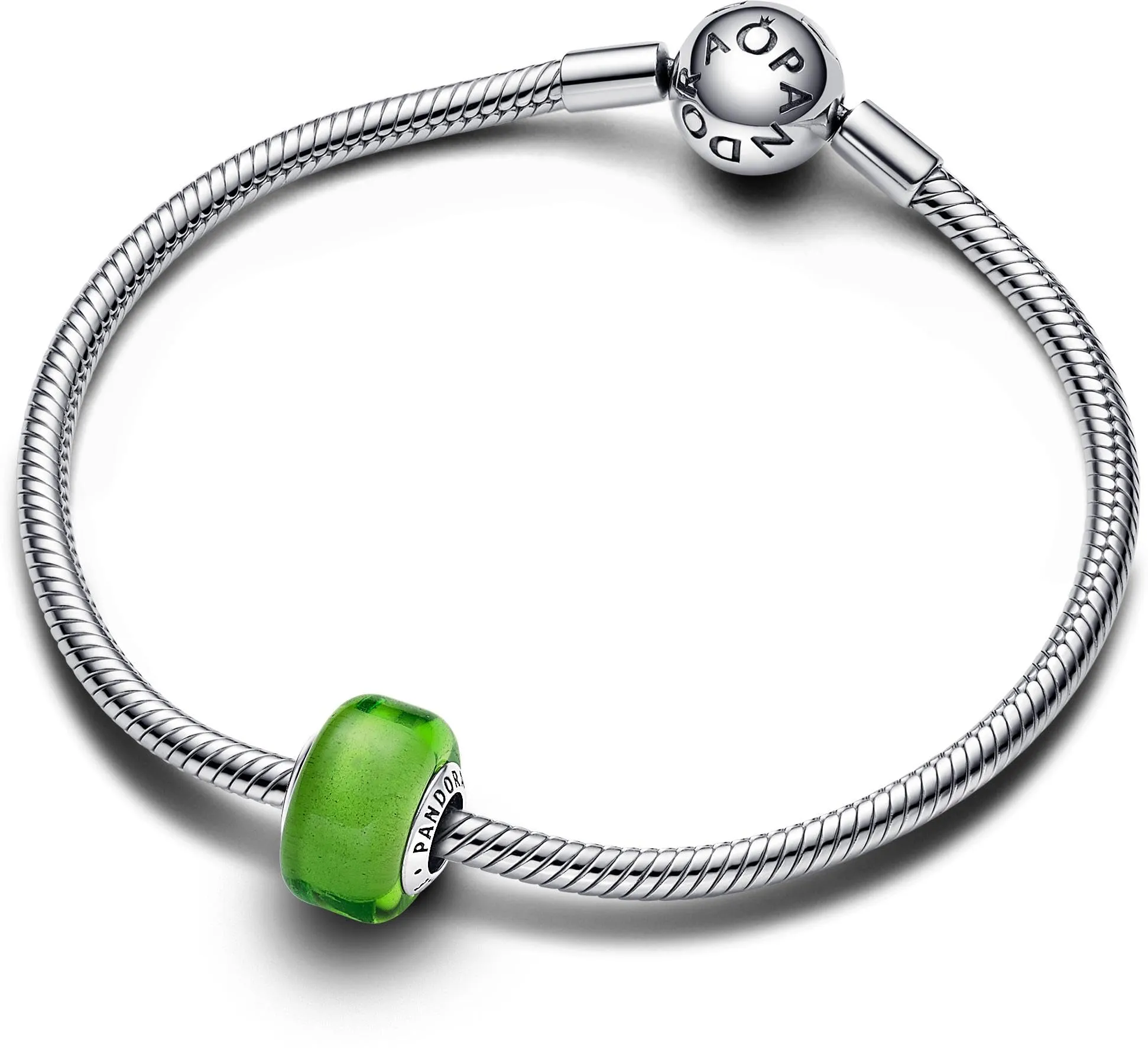 PANDORA Ciondolo Moments in argento 9 con vetro di Murano verde - immagine 3