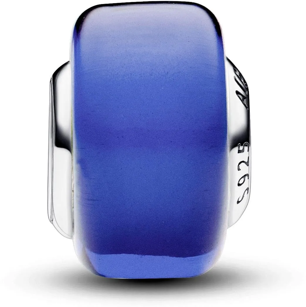 PANDORA Ciondolo Moments in argento 9 con vetro di Murano blu - immagine 1
