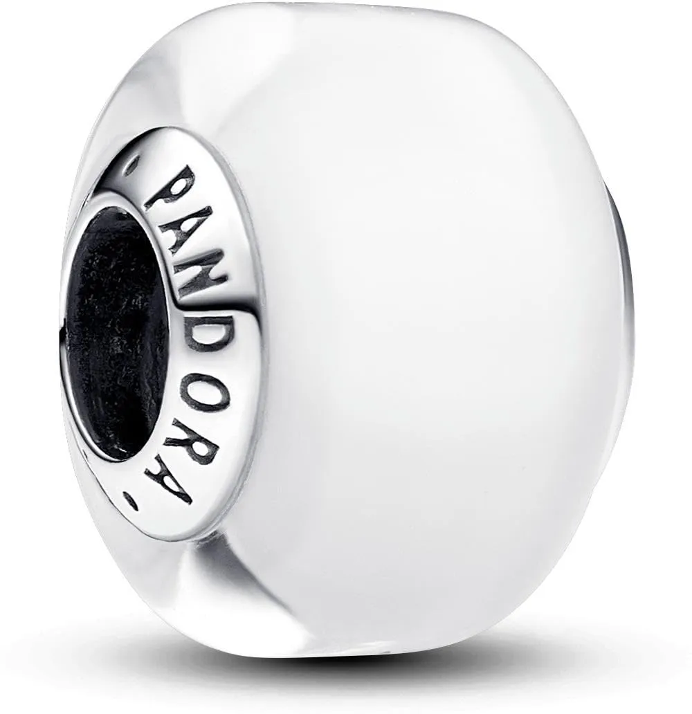 PANDORA Ciondolo Moments in argento 9 con vetro di Murano bianco - immagine 2