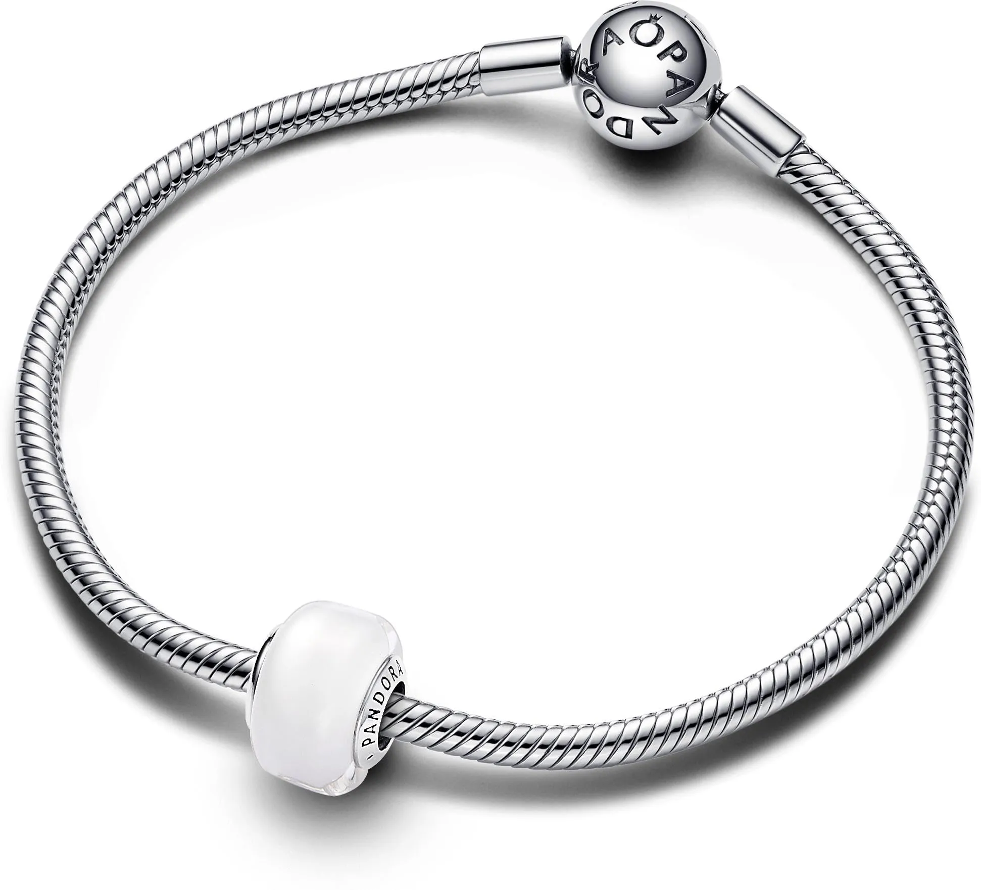 PANDORA Ciondolo Moments in argento 9 con vetro di Murano bianco - immagine 3