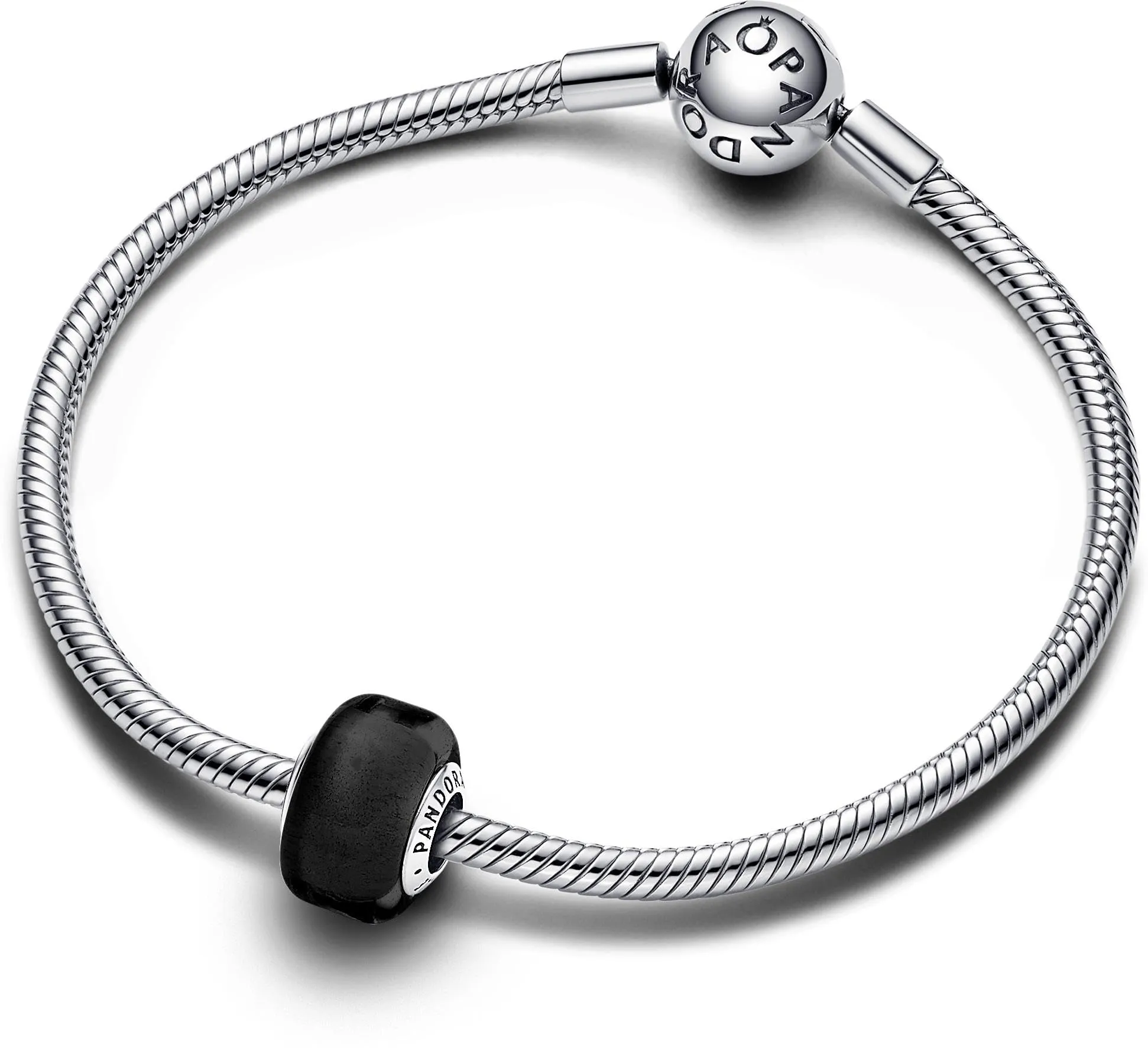 PANDORA Ciondolo Moments in argento Sterling con vetro di Murano nero - immagine 2