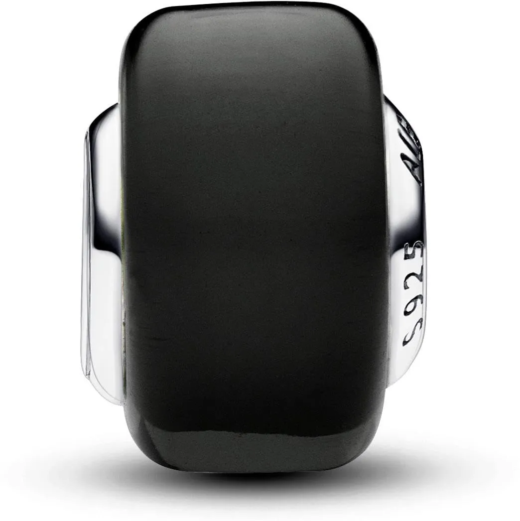 PANDORA Ciondolo Moments in argento Sterling con vetro di Murano nero - immagine 3