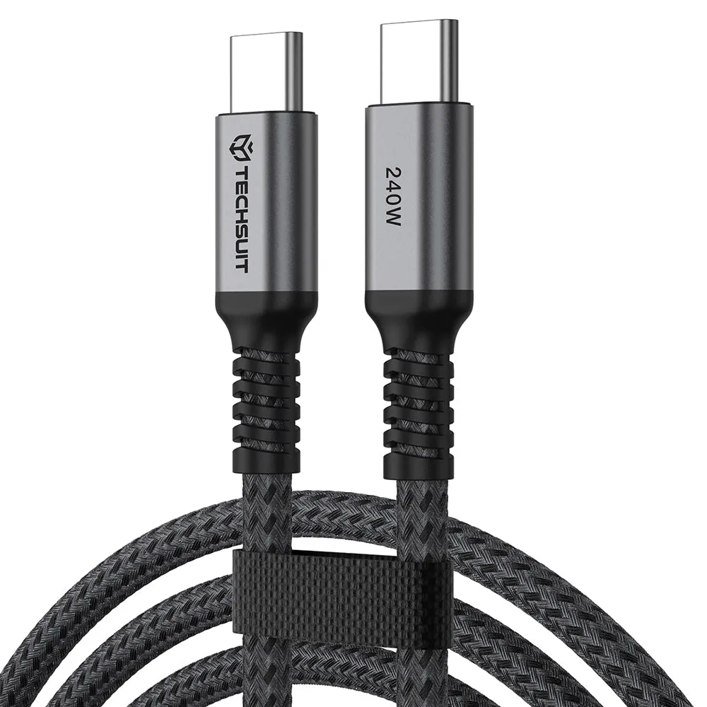 Cavo Dati e Ricarica USB-C - USB-C Techsuit TitanSync Pro CX2, 240W, 1m, Grigio - immagine 1
