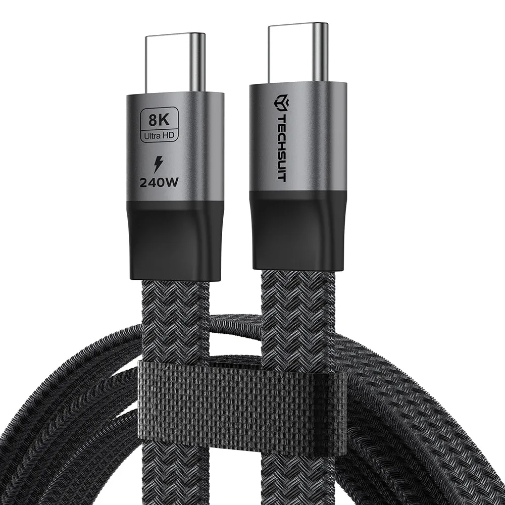 Cavo Dati e Ricarica USB-C - USB-C Techsuit ElysiumSync Pro CX1, 240W, 1m, Grigio - immagine 1