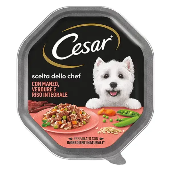 Cesar Scelta dello Chef 150 gr per cani di taglia piccola Manzo e riso - confezione da 14 pezzi - Cibo umido per cani - immagine 1