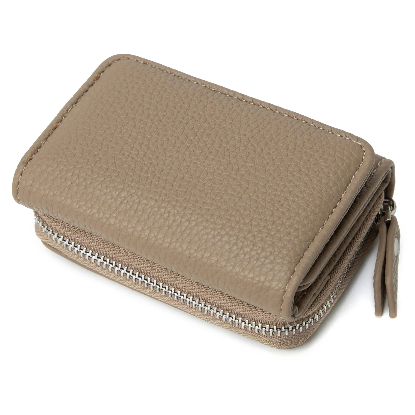 CHAOFANXI Portafoglio Donna Piccolo in Pelle da Donna, Portamonete Piccoli Trifold Piccola Corto Portamonete con 6 Scomparti per Carte con 1 Sezione di Fattura e 1 Tasca con Cerniera, Albicocca - immagine 6
