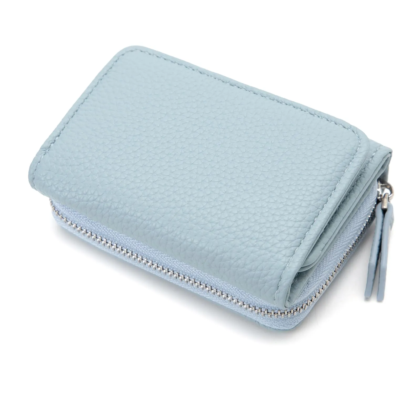 CHAOFANXI Portafoglio Donna Piccolo in Pelle da Donna, Portamonete Piccoli Trifold Piccola Corto Portamonete con 6 Scomparti per Carte con 1 Sezione di Fattura e 1 Tasca con Cerniera,Blu - immagine 6