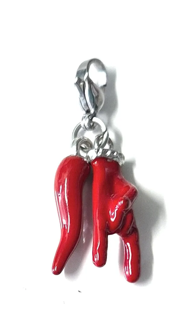 Mavi jewel pendolo corna portafortuna in acciaio con scatola (rosso) - immagine 1