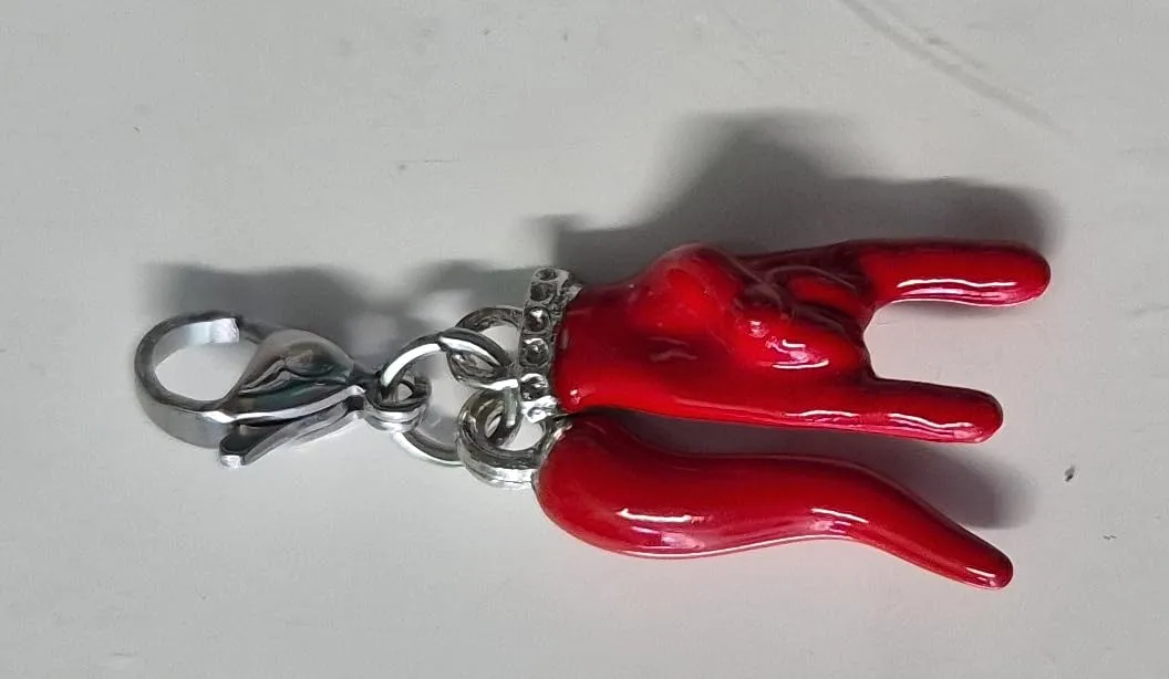 Mavi jewel pendolo corna portafortuna in acciaio con scatola (rosso) - immagine 6