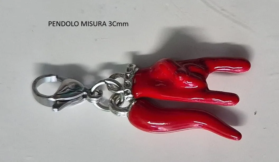 Mavi jewel pendolo corna portafortuna in acciaio con scatola (rosso) - immagine 7