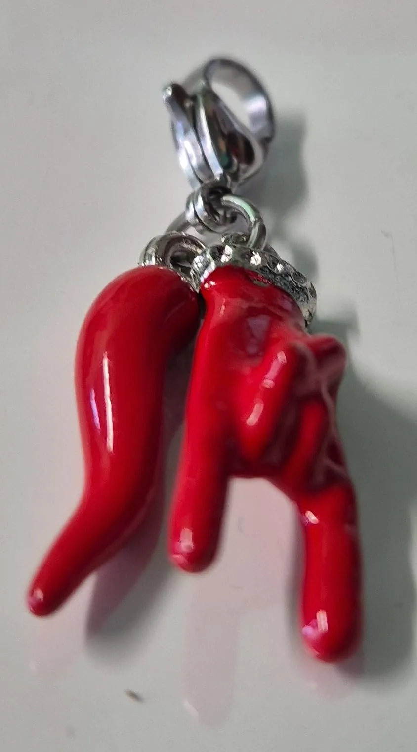 Mavi jewel pendolo corna portafortuna in acciaio con scatola (rosso) - immagine 8
