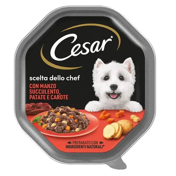 Cesar Scelta dello Chef 150 gr per cani di taglia piccola Manzo e verdure - confezione da 14 pezzi - Cibo umido per cani - immagine 1