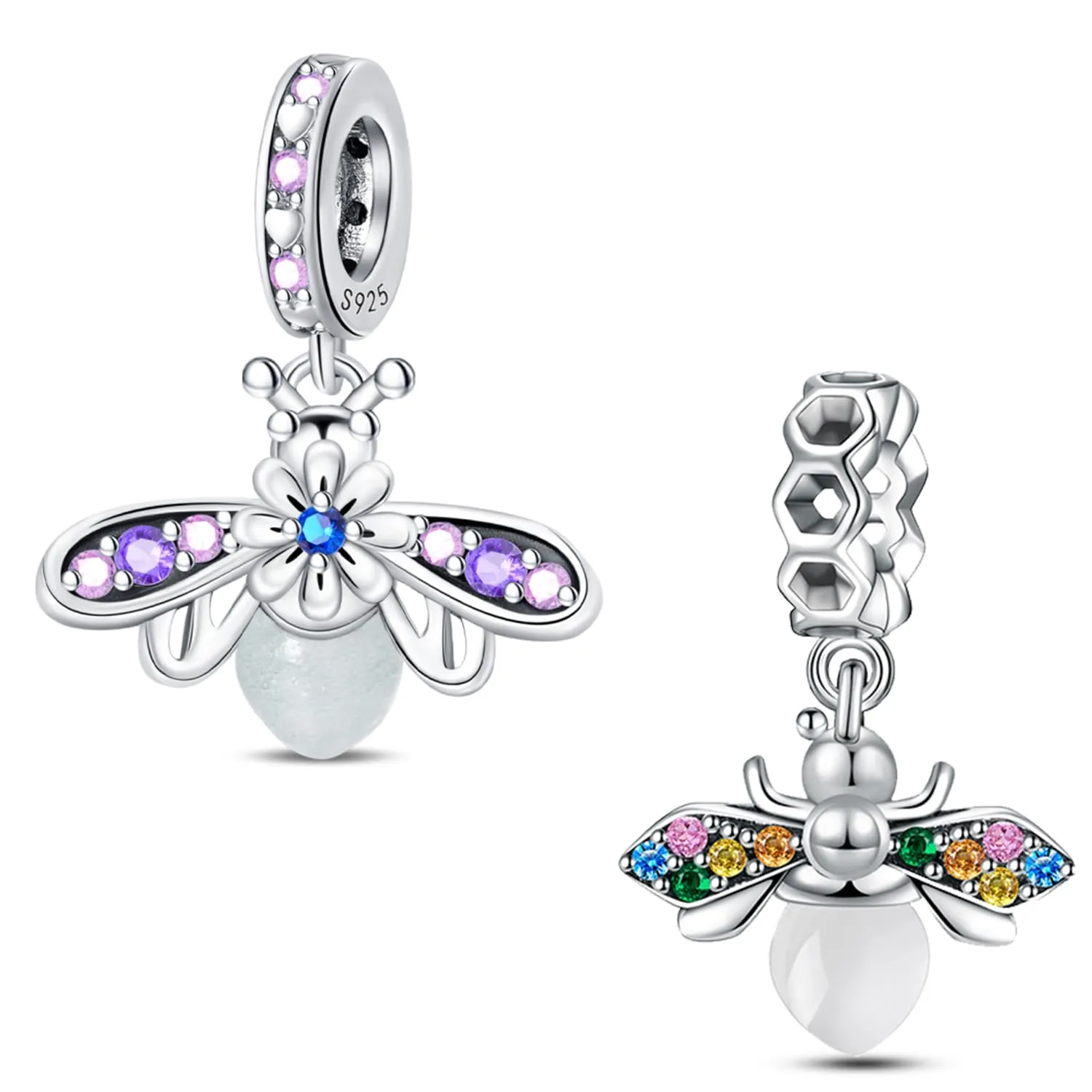 HappyStar charm argento 925,bead charm da donna, ciondolo combinato, I migliori regali per Sorelle e coppie, (perline distanziatrici incluse) - immagine 1