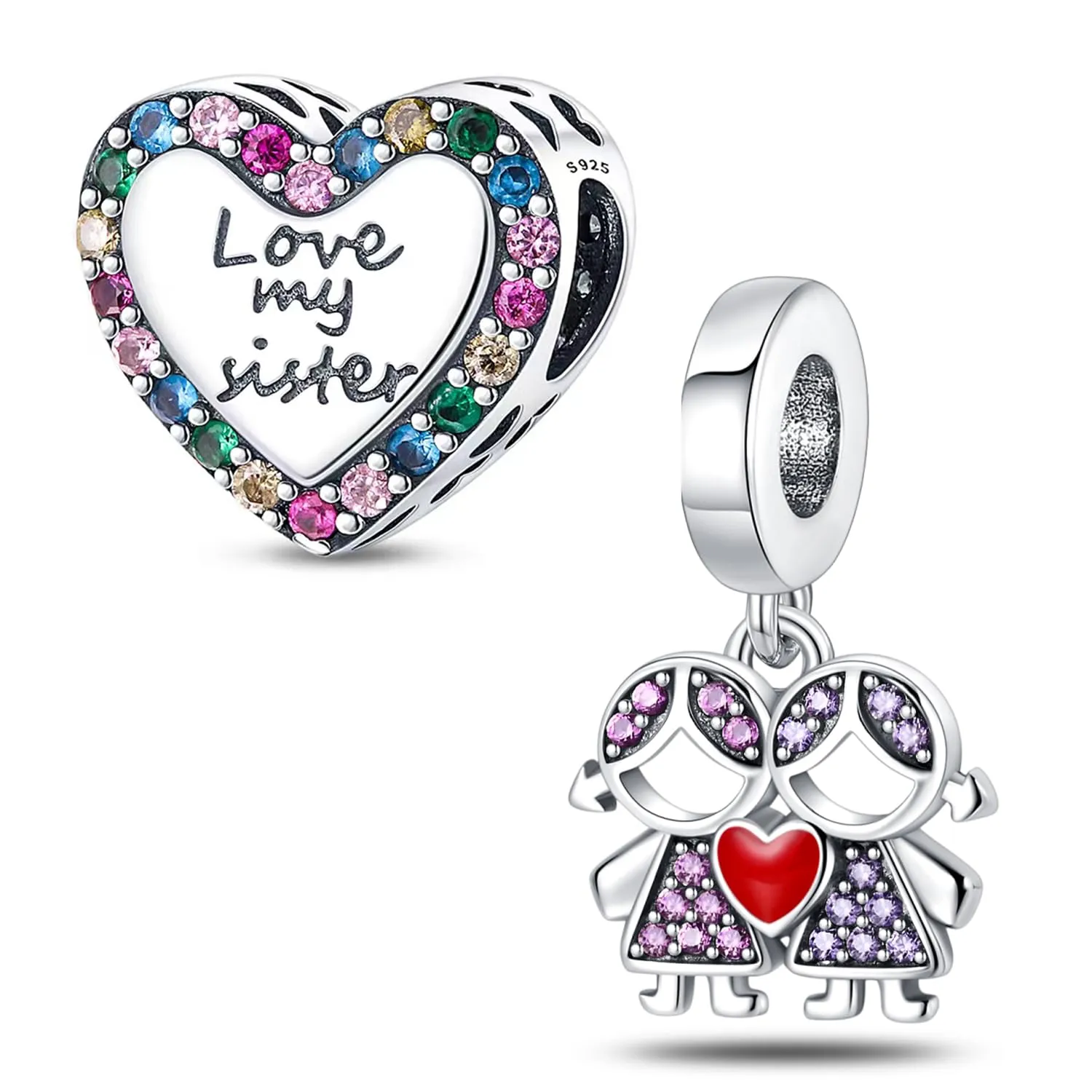 HappyStar charm argento 925,bead charm da donna, ciondolo combinato, I migliori regali per Sorelle e coppie, (perline distanziatrici incluse) - immagine 7