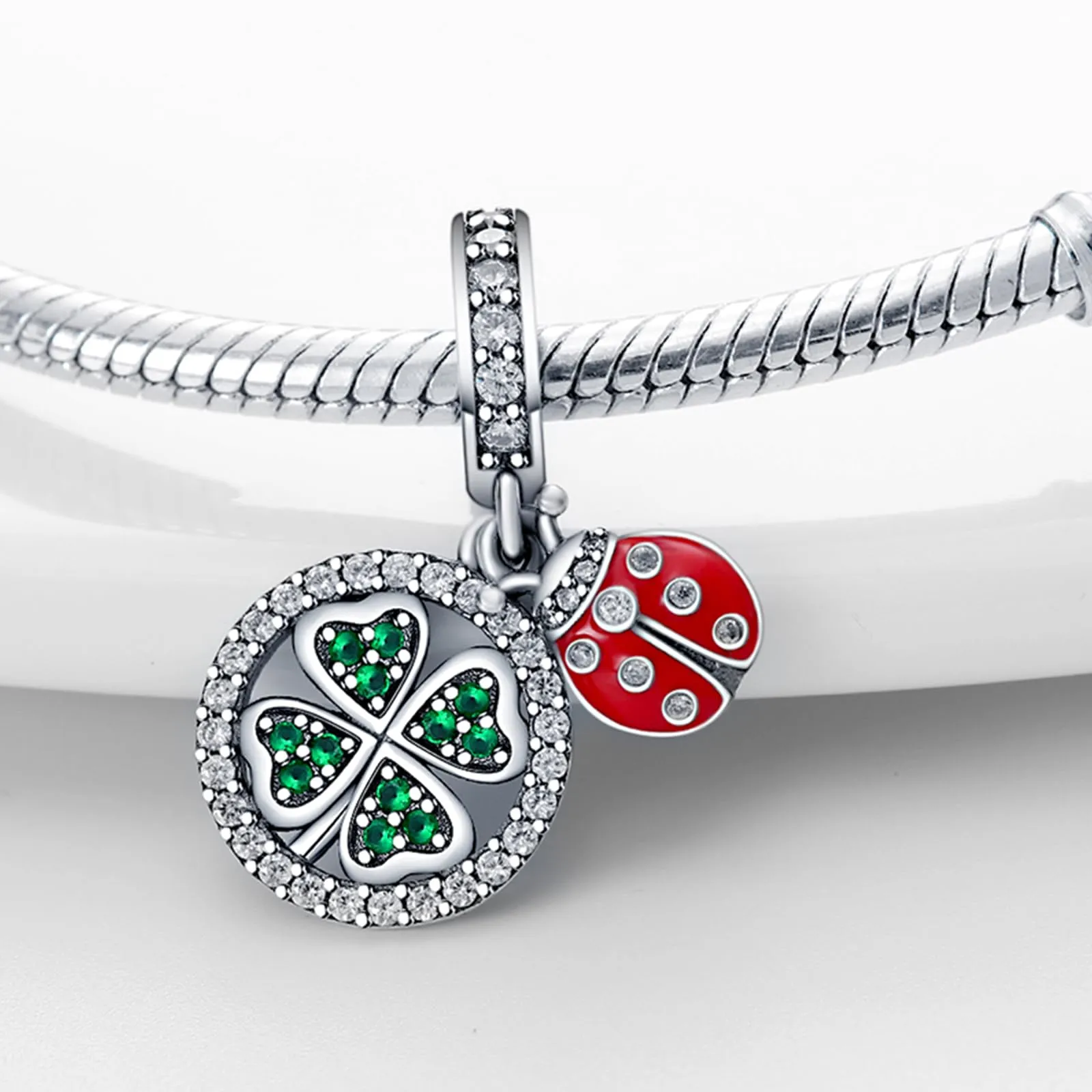 HappyStar charm argento 925,bead charm da donna, ciondolo combinato, I migliori regali per Sorelle e coppie, (perline distanziatrici incluse) - immagine 4