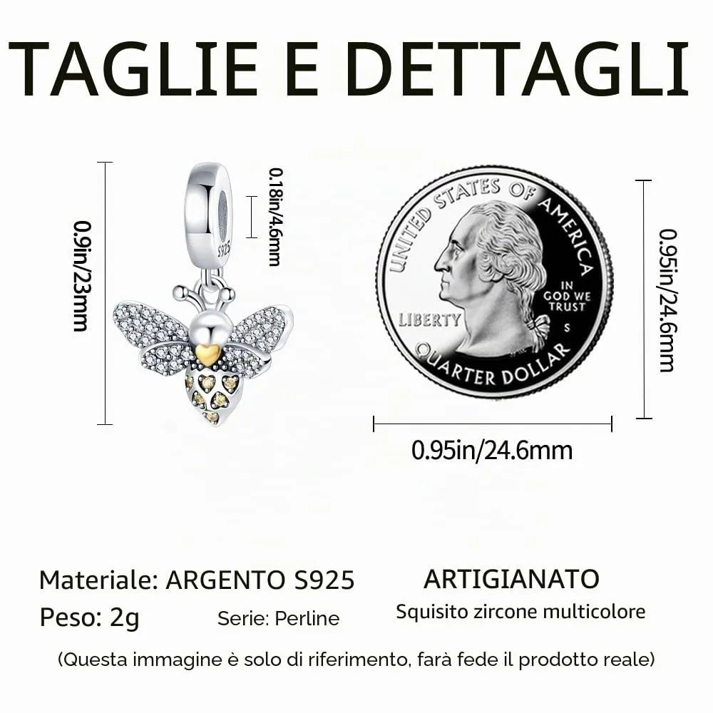 HappyStar charm argento 925,bead charm da donna, ciondolo combinato, I migliori regali per Sorelle e coppie, (perline distanziatrici incluse) - immagine 5