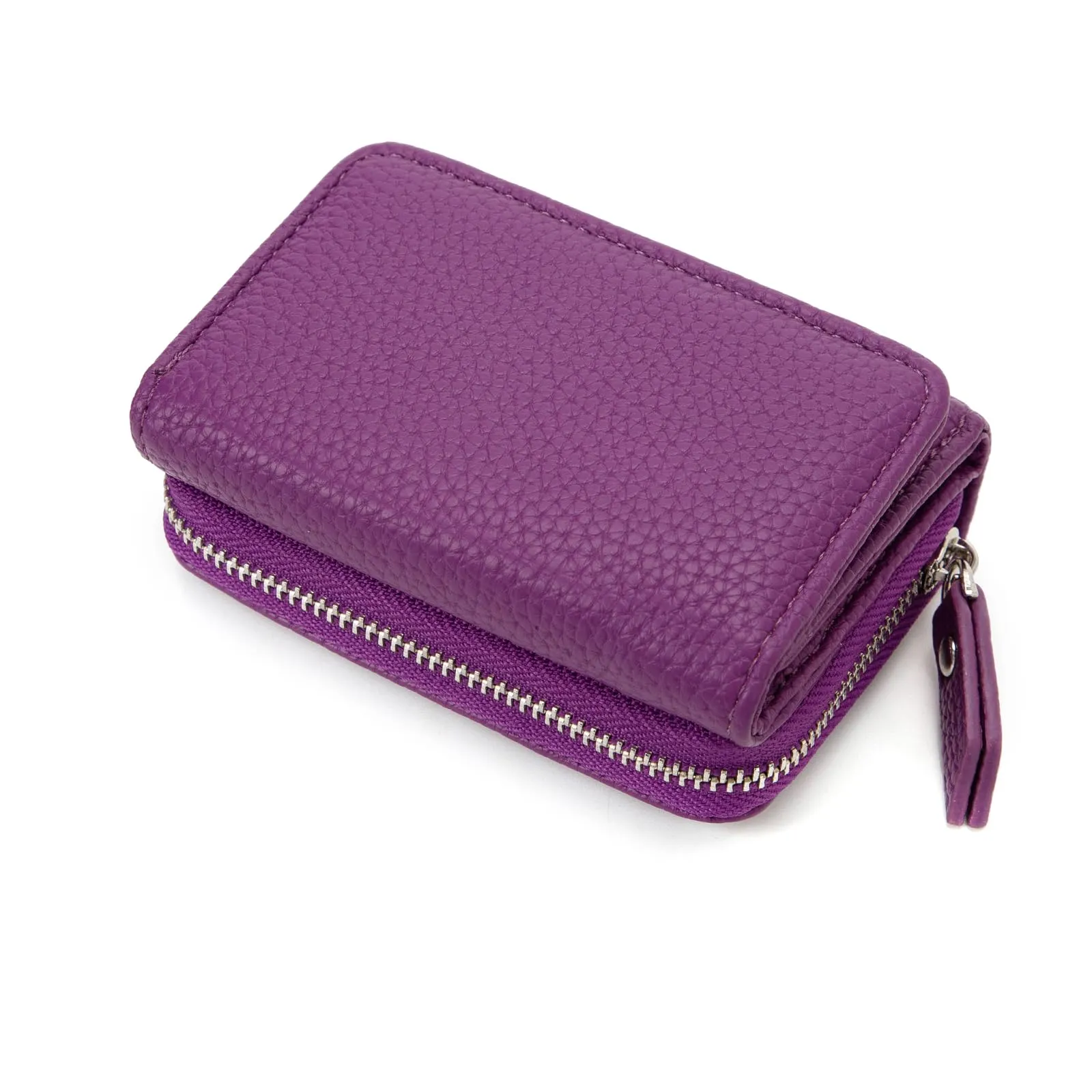 CHAOFANXI Portafoglio Donna Piccolo in Pelle da Donna, Portamonete Piccoli Trifold Piccola Corto Portamonete con 6 Scomparti per Carte con 1 Sezione di Fattura e 1 Tasca con Cerniera,Viola - immagine 6