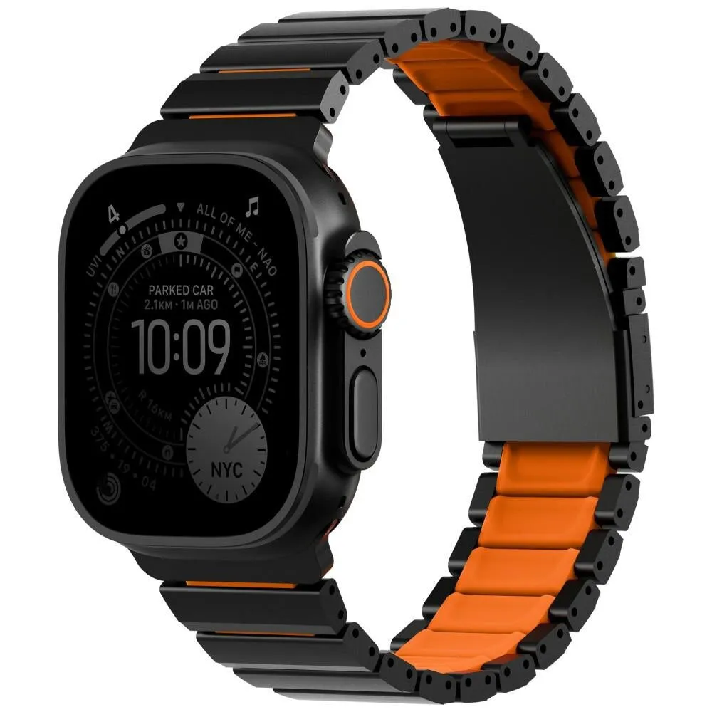 Cinturino UNIQ Strova Flex per Apple Watch 49mm / 46mm / 45mm / 44mm / 42mm Series, Nero Arancione - immagine 1