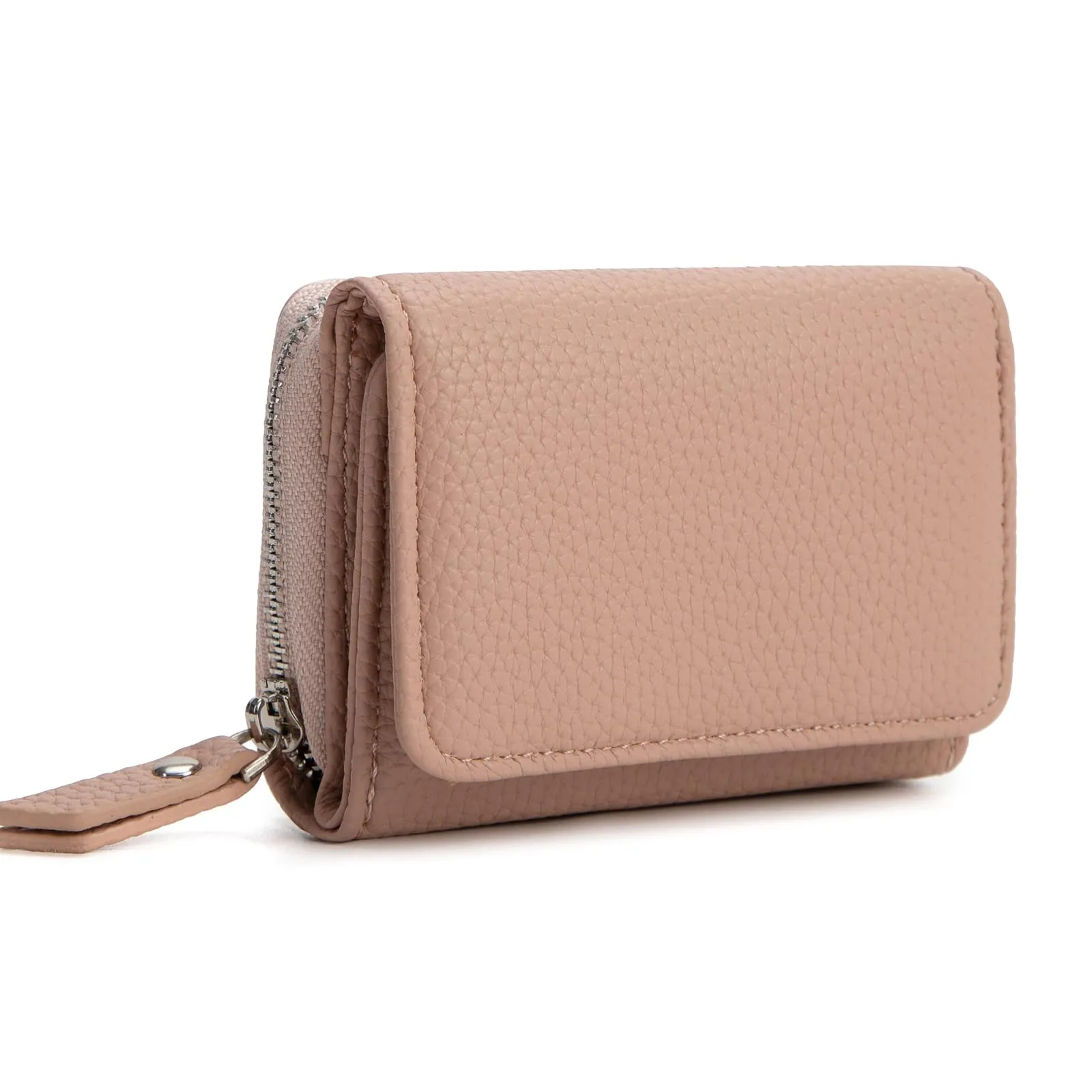CHAOFANXI Portafoglio Donna Piccolo in Pelle da Donna, Portamonete Piccoli Trifold Piccola Corto Portamonete con 6 Scomparti per Carte con 1 Sezione di Fattura e 1 Tasca con Cerniera, Rosa - immagine 1