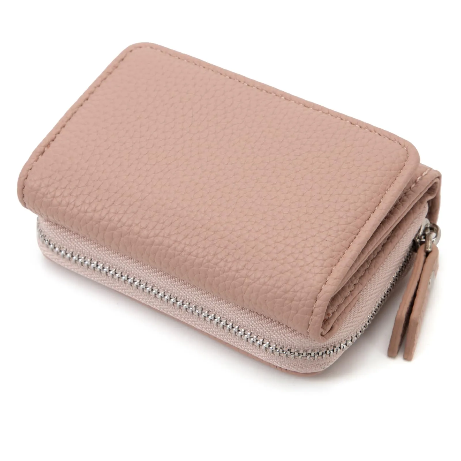 CHAOFANXI Portafoglio Donna Piccolo in Pelle da Donna, Portamonete Piccoli Trifold Piccola Corto Portamonete con 6 Scomparti per Carte con 1 Sezione di Fattura e 1 Tasca con Cerniera, Rosa - immagine 6