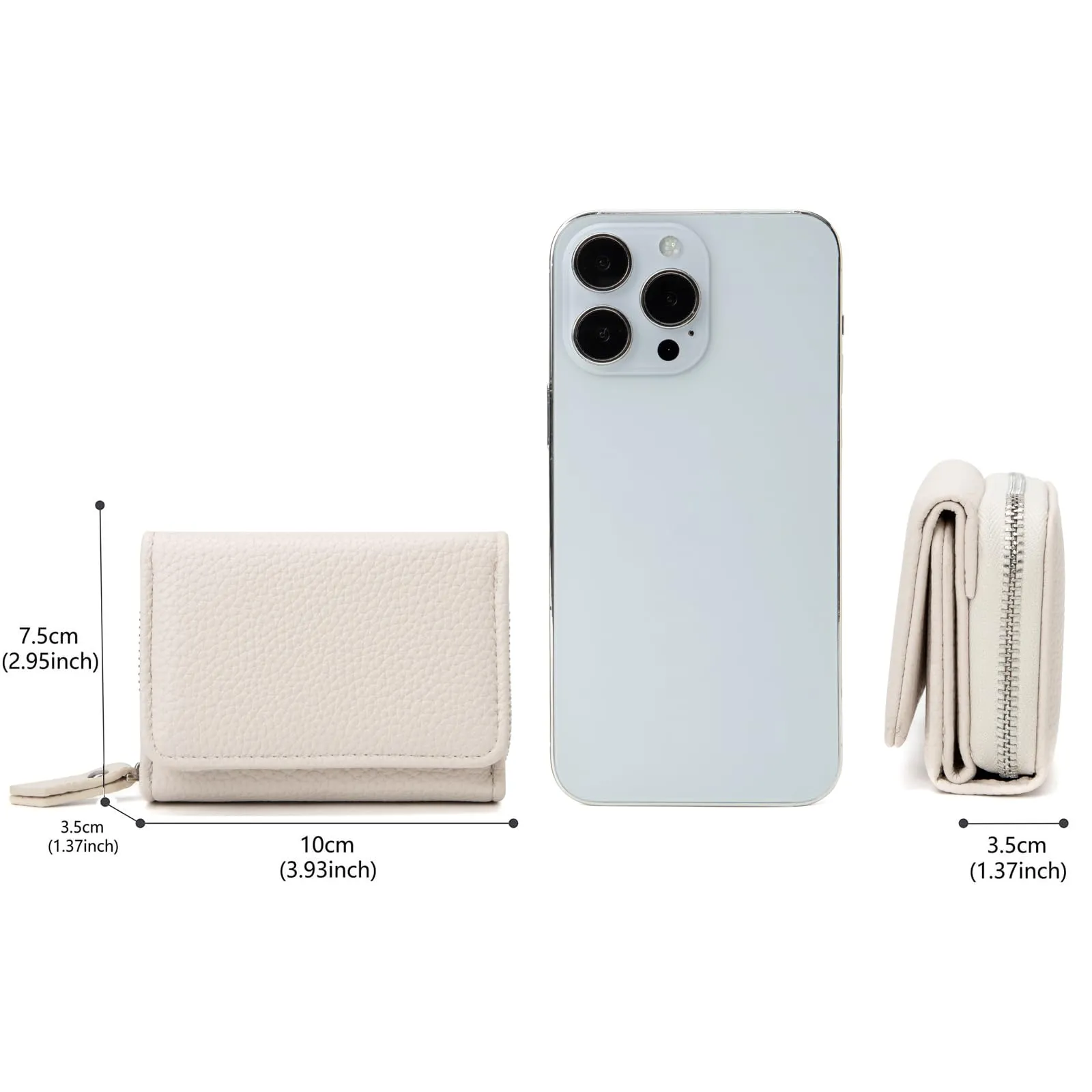 CHAOFANXI Portafoglio Donna Piccolo in Pelle da Donna, Portamonete Piccoli Trifold Piccola Corto Portamonete con 6 Scomparti per Carte con 1 Sezione di Fattura e 1 Tasca con Cerniera,Bianco - immagine 2