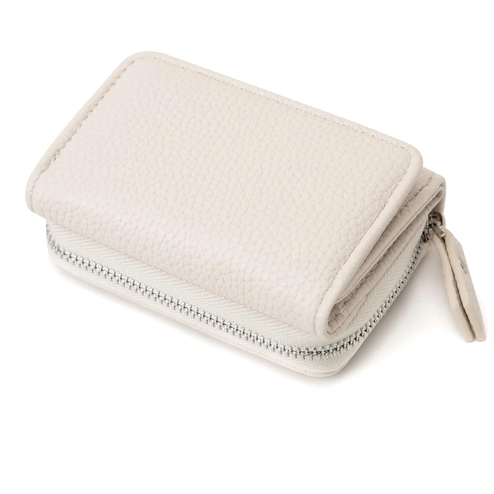 CHAOFANXI Portafoglio Donna Piccolo in Pelle da Donna, Portamonete Piccoli Trifold Piccola Corto Portamonete con 6 Scomparti per Carte con 1 Sezione di Fattura e 1 Tasca con Cerniera,Bianco - immagine 6