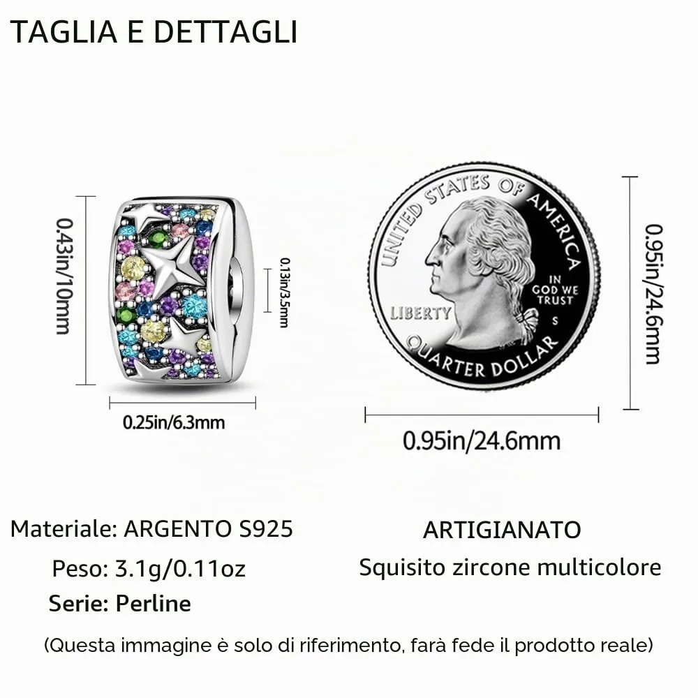 HappyStar charm argento 925,bead charm da donna, ciondolo combinato, I migliori regali per Sorelle e coppie, (perline distanziatrici incluse) - immagine 6